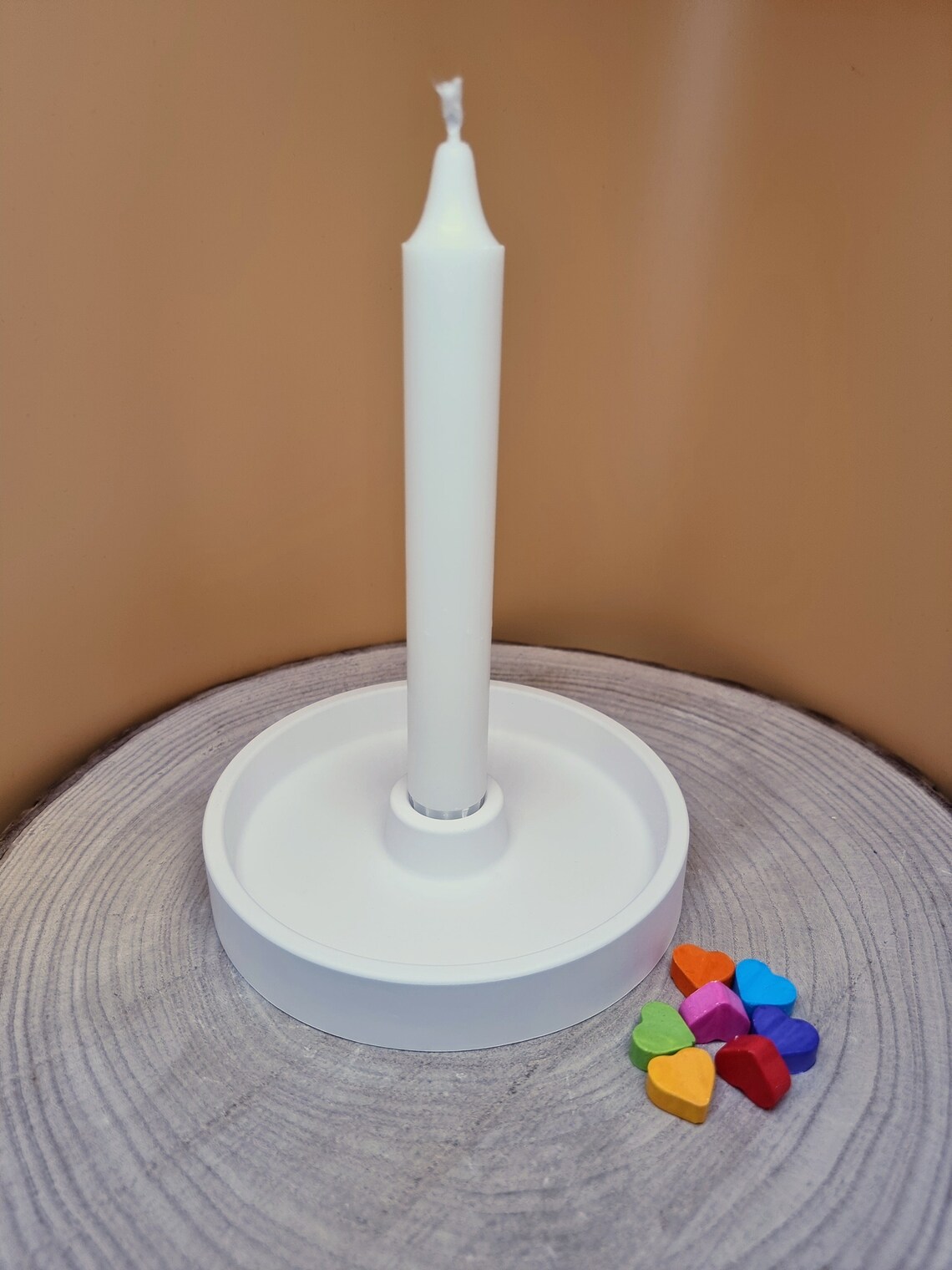 Kerzenständer für Stabkerze weiß 14cm